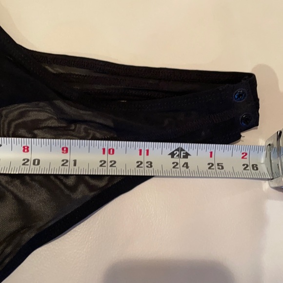 NWT S GUESS women MELINDA contour bodysuit mesh transparent corset piping black - Picture 11 of 12
